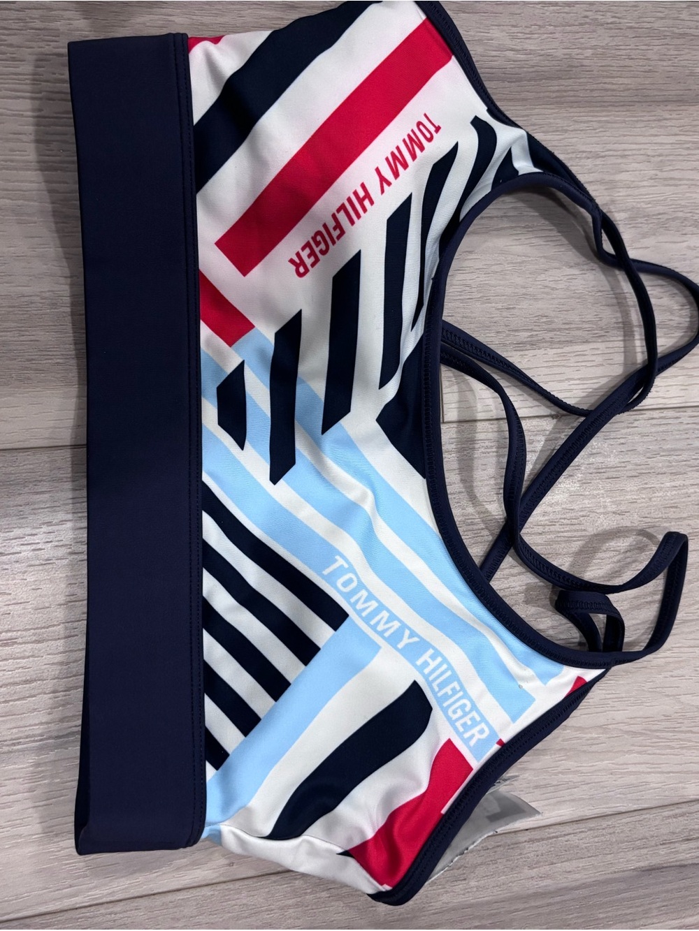 Tommy Hilfiger Navy, Red & Light Blue Striped Sports Bra